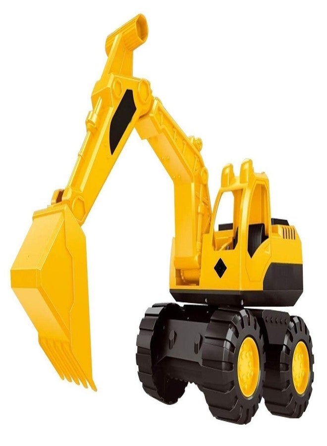 EYESIGN Unbreakable Excavator Mini 21 X 19 Size Pull Back Push And Go Plastic Construction Vehicle Toys Truck Set +3 Year Best Gift For Girls Boys Pack Of 1, Yellow - Image 2